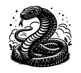 black mamba snake hand drawn vector graphic asset - obrazy, fototapety, plakaty