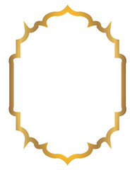Arab frame. Golden islamic arch. Ramadan kareem outline border vector illustration on transparent background.