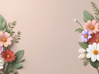 Top view flowers with copy space on a neutral background