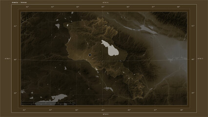 Armenia composition. Sepia elevation map