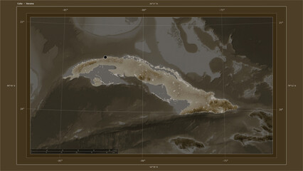 Cuba composition. Sepia elevation map