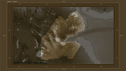 Djibouti composition. Sepia elevation map © zelwanka