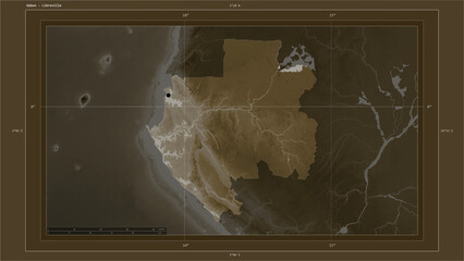 Gabon composition. Sepia elevation map
