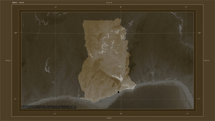 Ghana composition. Sepia elevation map © zelwanka