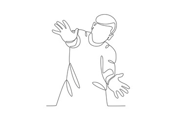 A man is performing at the Holi festival. Holi one-line drawing