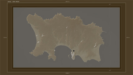 Jersey composition. Sepia elevation map © zelwanka