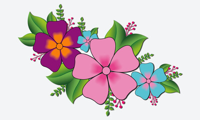 vector colorful flower with leaf floral background