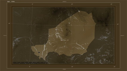 Niger composition. Sepia elevation map © zelwanka