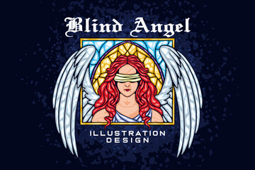 angel illustration with stained glass technique
