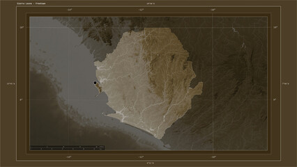 Sierra Leone composition. Sepia elevation map © zelwanka