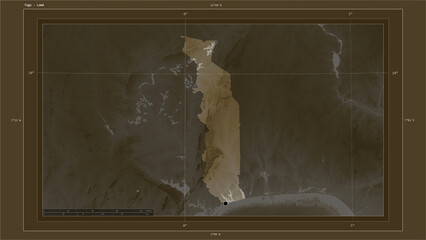 Togo composition. Sepia elevation map © zelwanka