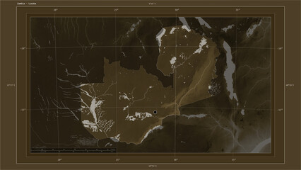 Zambia composition. Sepia elevation map © zelwanka