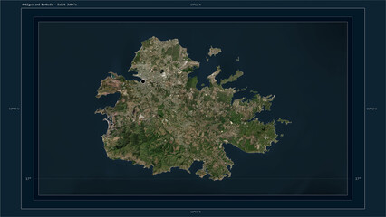 Antigua and Barbuda composition. High-res satellite map