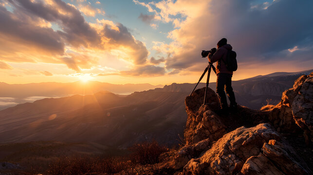Cr&eacute;puscule Champ&ecirc;tre: L'Harmonie Captivante d'un Photographe en Action, AI Generative	
