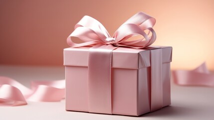 Obraz premium Elegant Pink Gift Box with Satin Bow