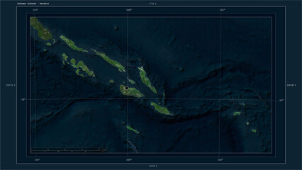 Solomon Islands composition. High-res satellite map