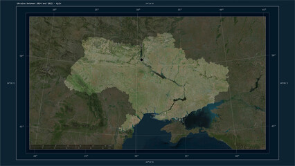 Ukraine between 2014 and 2022 composition. High-res satellite map