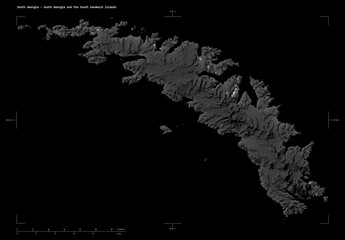 South Georgia - South Georgia and the South Sandwich Islands shape isolated on black. Grayscale elevation map © zelwanka