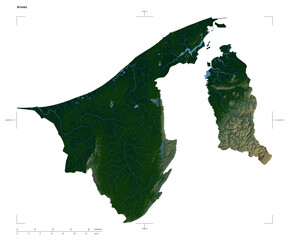 Brunei shape isolated on white. Physical elevation map © zelwanka