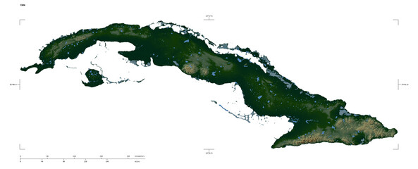 Cuba shape isolated on white. Physical elevation map - obrazy, fototapety, plakaty