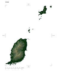 Grenada shape isolated on white. Physical elevation map © zelwanka