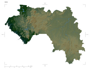 Guinea shape isolated on white. Physical elevation map