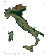 Italy shape isolated on white. Physical elevation map © zelwanka