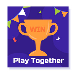 Soccer post concept. Tournament and competition. Team sports and active lifestyle. Golden goblet and trophy. Award and reward. Cartoon flat vector illustration isolated on white background