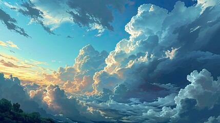 Fototapeta na wymiar Beutyful Blue Sky White Cloud Panorama, Background Banner HD