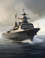 Naklejka premium ship in the sea