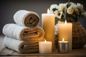 Fototapeta na wymiar Soothing Candlelit Spa Massage. Ultimate Relaxation and Revitalization for Mind and Body