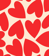 Red love heart seamless pattern illustration. Cute romantic pink hearts background print. Valentine's day holiday backdrop texture, romantic wedding design. - obrazy, fototapety, plakaty