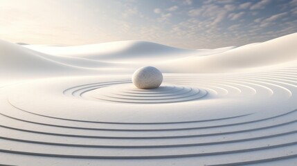 Fototapeta na wymiar Zen Stone in Pristine Desert Landscape