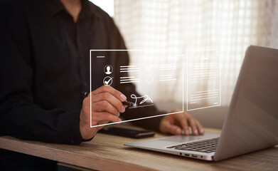 Online business contract Electronic signature, e-signing, digital document management, paperless...