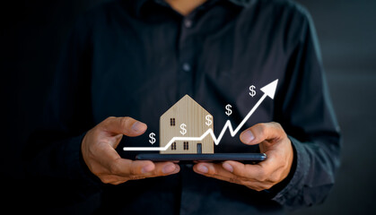 Mortgage, interest, rate, business, Property interest research the best rate, Man selected house...