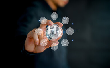 carbon footprint and carbon credit to limit global warming from climate change, Bio Circular Green Economy concept.