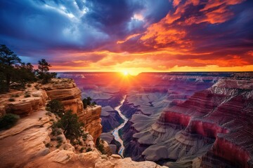 Sunset in the Grand Canyon view from the mountain, image made with generative ai technology.