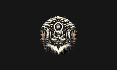 buddha on forest vector illustration artwork design
