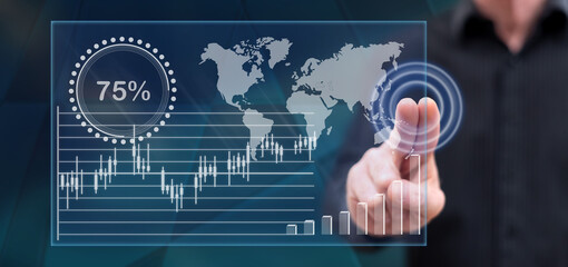 Man touching a digital graph