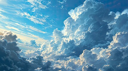 Fototapeta na wymiar Clear Blue Sky Some Clouds, Background Banner HD