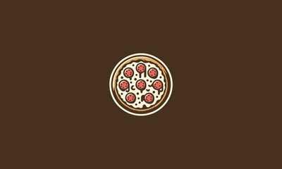 pizza topping mushroom vector flat design logo