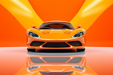 The futuristic an orange sports car on an orange background