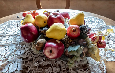 Castle fruit decoration on the table