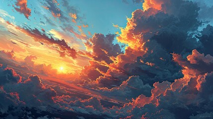 Fototapeta na wymiar Fantastic Cloudy Sky Pastel Gradient Color, Background Banner HD