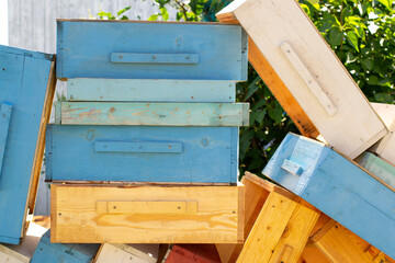 Stacked hives, preparing to build an apiary