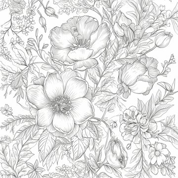 classic simple seamless floral pattern sketch 