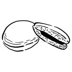 Hand drawn and illustration sketch of sliced dorayaki japanese food