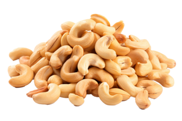 cashew nuts on white or transparent background