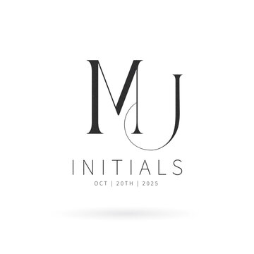 MJ Typography Initial Letter Brand Logo, MJ brand logo, MJ Monogram wedding logo, abstract logo design	