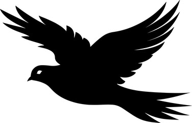 Obraz premium Black dove icon. Peace symbol. Flying pigeon icon. Vector graphic EPS 10. AI generated illustration.
